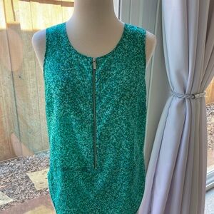 Michael Kors Teal Patterned Top with Zipper Size S